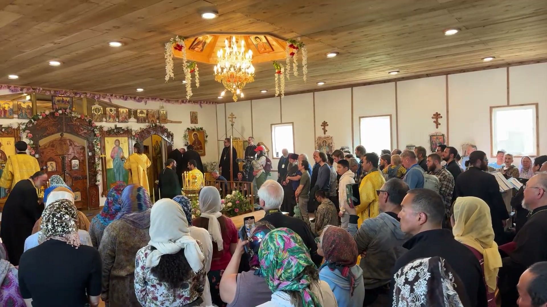 Clergy and pilgrims at the June 19 glorification vigil for St. Olga of Kwethluk