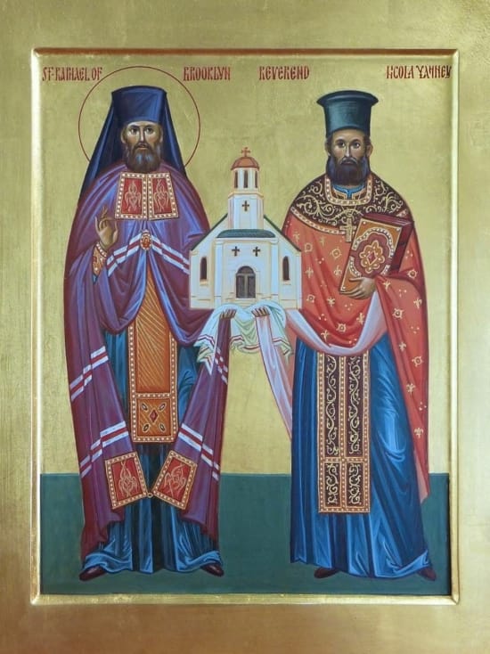 St. Raphael Hawaweeny and Fr. Nicola Yanney holding St. George Church in Kearney. Source: Orthodox History