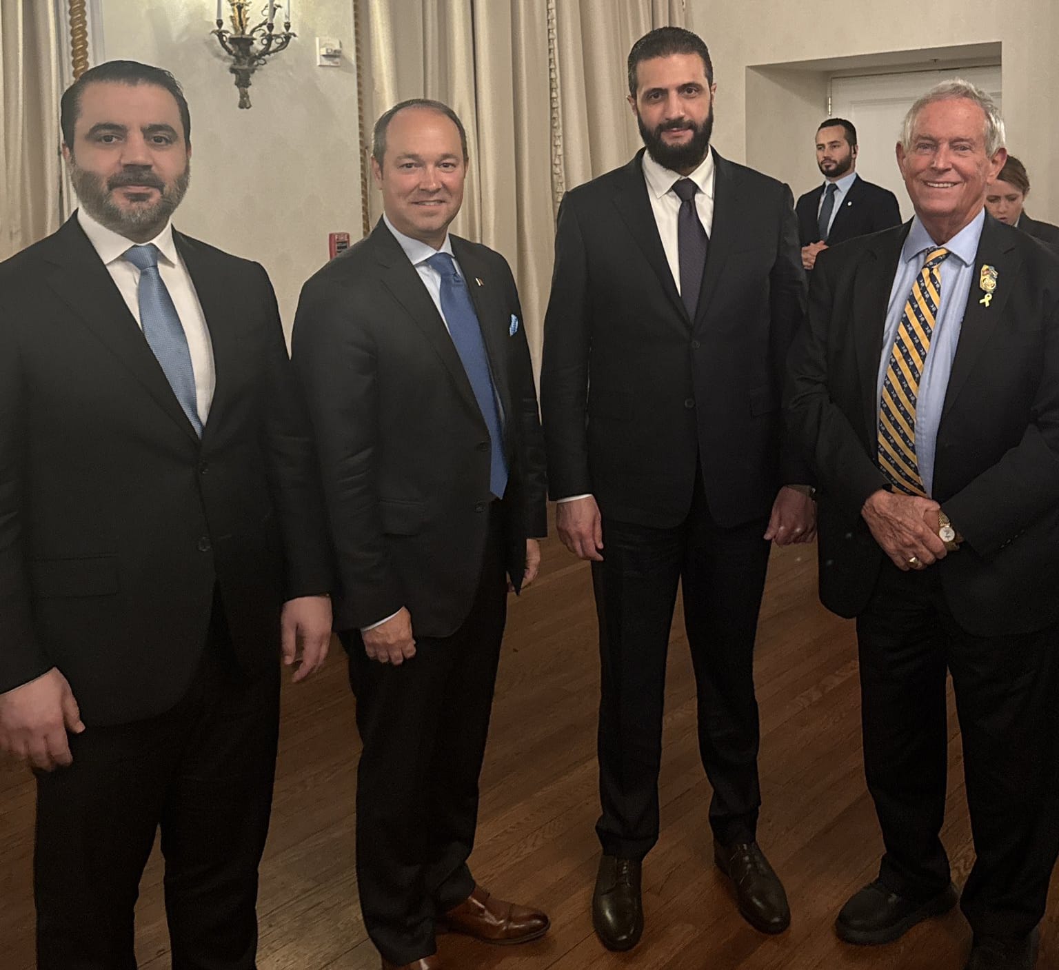 Syrian President al-Sharaa (second from right) and Rep. Wilson (right). Photo: Joe Wilson/X