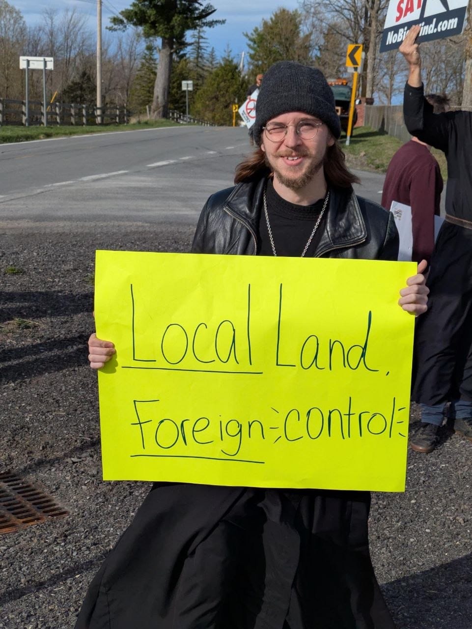 Members of the Jordanville community staged a protest against the proposed wind project last week. Photo: Courtesy photo