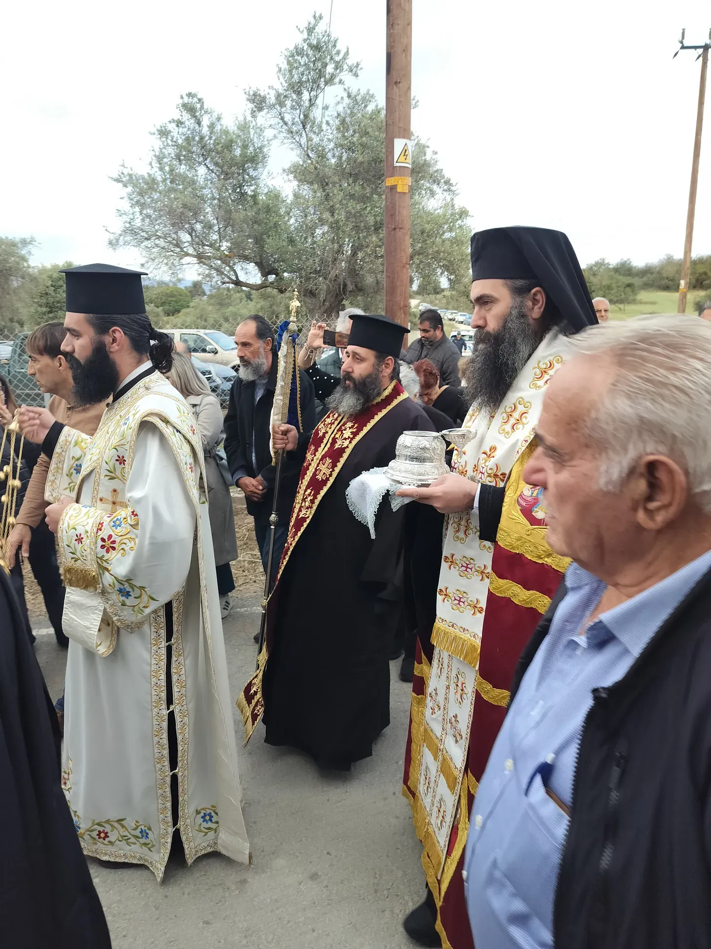 Met. Tychicus and clergy processing towards the church with the relics of St. George.