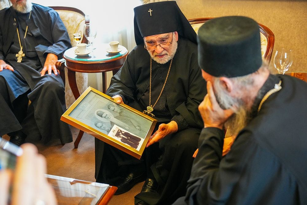 Archbishop Michael and Patriarch Porfirije at their Belgrade meeting