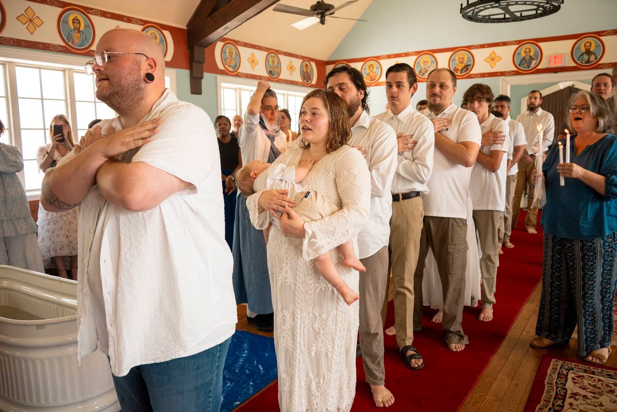 Members of St. Paul Orthodox Church at the baptism service