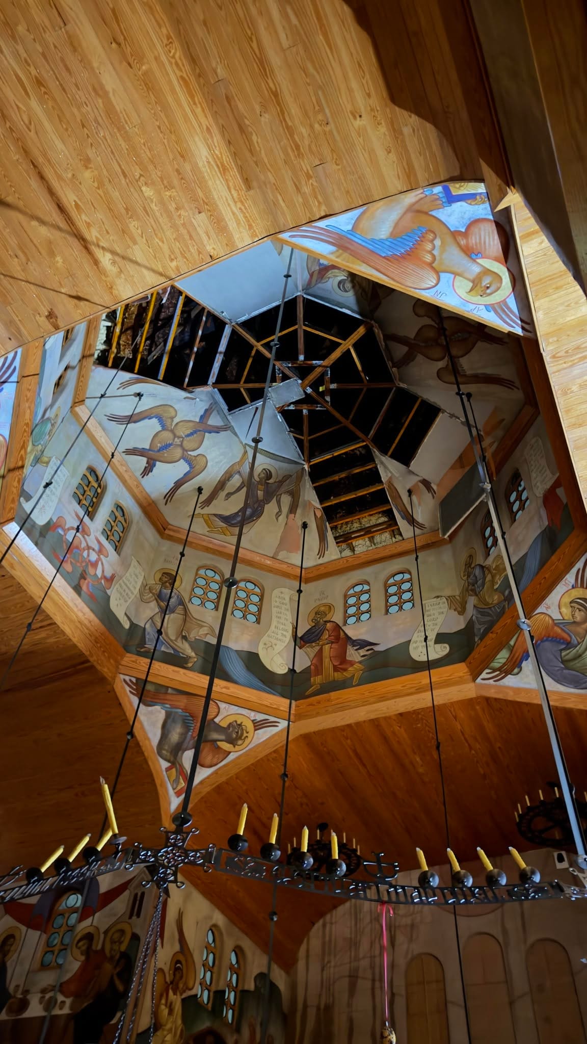 A look at the damaged dome. Photo: St. John of the Ladder Orthodox Church/Greenville