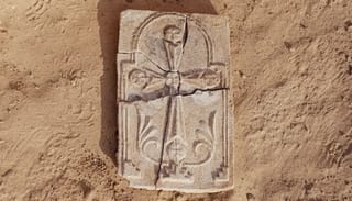 A stucco cross was discovered at a 1,400-year-old monastery in the United Arab Emirates. (Image credit: Department of Culture and Tourism — Abu Dhabi)