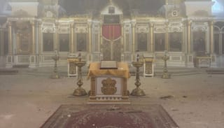 Holy Trinity Cathedral in Kherson was struck by Russian shelling on Christmas Day. Photo: UOC