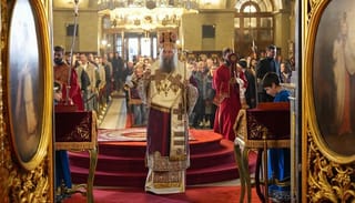 Pat. Porfirije serves in the Cathedral in Belgrade. Photo: Serbian Orthodox Church