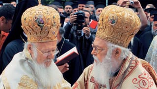 Ecumenical Patriarch Bartholomew and Abp. Anastasios of Albania. Photo: ocl.org