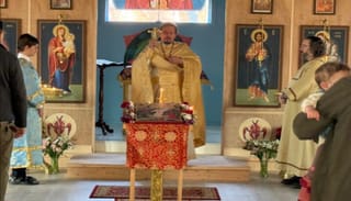 The first Liturgy at Holy Apostles Orthodox Church. Photo: westsrbdio.org