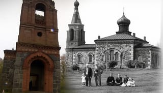 St. Nicholas Church in Estonia, with its current condition next to its historical appearance. Photo: ERR