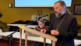 Fr. Andreas Blom, rector at Holy Theophany, presents the parish's strategic plan. Photo: theophany.org