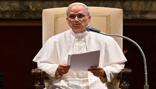Pope Leo XIV speaks to an audience back in May. Photo: Vatican Media
