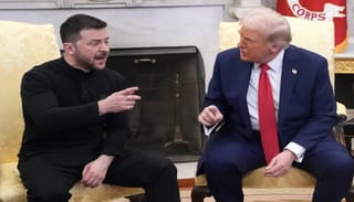 President Trump and Ukrainian President Volodymyr Zelenskyy during their Oval Office visit in February. Zelensky left the contentious meeting without a deal. Photo: Andrew Harnik/Getty Images