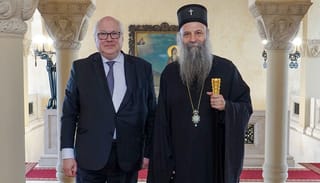 Pat. Porfirije and Jean-Christophe Possel. [CREDIT: https://spc.rs ]