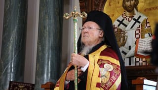 Ecumenical Patriarch Bartholomew presides at the Cathedral of the Dormition of the Virgin Mary in Southampton, New York. Photo: Aaron Hickman/UOJ-USA