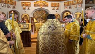 Honouring St Jonah of Hankow in the Luxembourg Parish. Photo: orthodox-europe.org