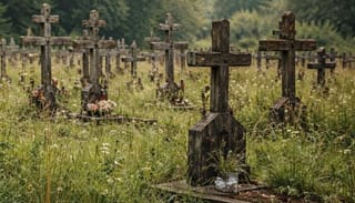 Orthodox crosses in Ljubošina cemetery before desecration. Photo: serbiantimes.info