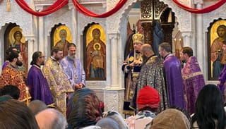 His Grace Bishop Vasily (center) and concelebrating clergy. Photo: Aaron Hickman/UOJ-USA