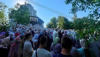 Pilgrims at the Kreschatyk Monastery. Photo: UOJ's Ukrainian branch (SPZh)