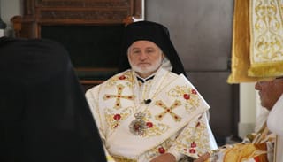 Abp. Elpidophoros is pictured during Patriarchal Orthros and Divine Liturgy in September during the visit of Pat. Bartholomew. Photo: Aaron Hickman/UOJ-USA