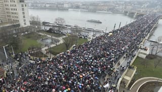 Thousands marched in Budapest on Thursday. Photo: Zoltán Máthé