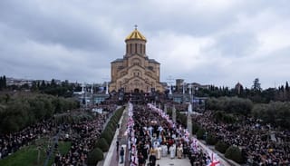 The farewell of Patr. Ilia II at the Holy Trinity Cathedral in Tbilisi. Photo: Mariam Nikuradze/OC Media