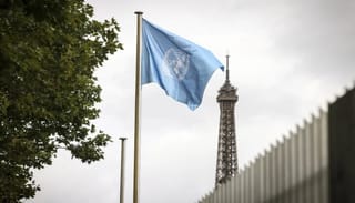 The UNESCO flag flies at its headquarters Tuesday, July 22, 2025 in Paris. Photo: AP/Thomas Padilla