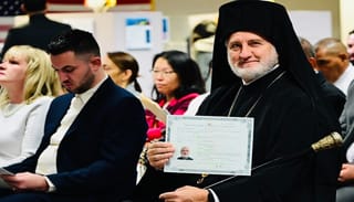 Abp. Elpidophoros has been granted citizenship in the U.S. Photo: Orthodox Observer/Dimitrios Panagos