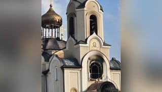 The burned Dormition Cathedral in Kostiantynivka. Photo: Pokrovsk Vicariate