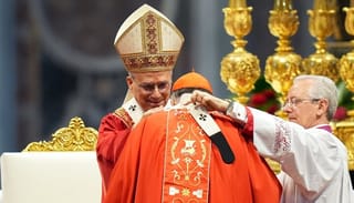 Cardinal McElroy receives the pallium from Pope Leo. Source: Catholic Standard
