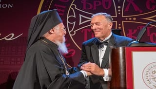 Patriarch Bartholomew and Mike Pompeo photographed in 2021. Photo: J. Mindala