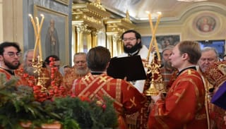 Met. Anthony is pictured at center, with Bsp. Gerasim visible at the far left and Abp. Irenee visible at the far right. Photo: OCA