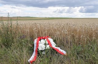 Polish President Andrzej Duda laid flowers on the field of the no-longer existing Polish village of Kolinia Pokuta in Volyn during a 75th anniversary observance in 2018. Photo: president.pl