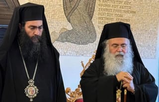 Met. Tychikos and Abp. Georgios. Photo: Orthodoxia News Agency