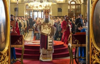 Pat. Porfirije serves in the Cathedral in Belgrade. Photo: Serbian Orthodox Church