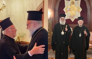 Patr. John X of Antioch and Ecumenical Patriarch Bartholomew. Photos: Nikos Papachristou/Ecumenical Patriarchate