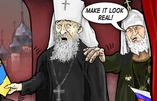 A Grotesque caricature of Orthodox hierarchs. [CREDIT: Kyiv Post]