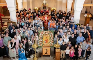 Clergy, monastics, and faithful at Holy Cross Moanstery. Wayne, WV.