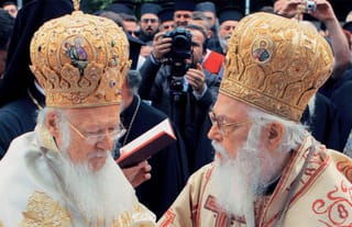 Ecumenical Patriarch Bartholomew and Abp. Anastasios of Albania. Photo: ocl.org