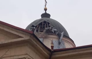 The damaged dome of St. Catherine Cathedral. Photo: UOC Press Service