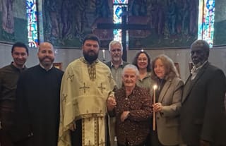 Carmela Lena Cocivera was received into the Orthodox Church through the Sacrament of Holy Chrismation on her 100th birthday. Photo: Greek Orthodox Cathedral of St. Paul/Facebook