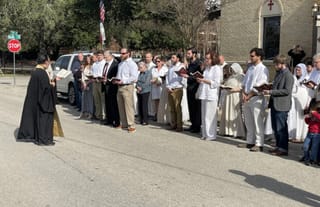The faithful prepare for reception into the Orthodox Church through the traditional series of prayers and affirmations. Photo: St. Michael Orthodox Church