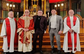 Gio Benitez was confirmed in the Catholic church with his husband as his sponsor this past weekend. Photo: James Martin/Instagram