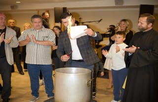 Serbian Orthodox Cathedral of Saint Lazarus – Ravanica celebrates burning their mortgage. Photo: newgracanica.org