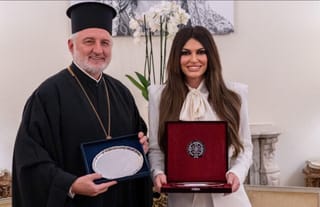 Abp. Elpidophoros and Amb. Kimberly Guilfoyle. Photo: U.S. Embassy Athens