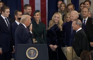 Donald Trump during the oath of office. Photo: screenshot from Donald J. Trump’s YouTube channel