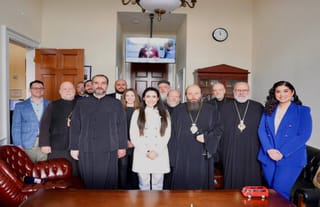 Rep. Luna is pictured with members of the Orthodox faithful present in today's meeting. Photo: Society of St. John of Shanghai and San Francisco
