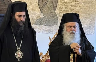 Metropolitan Tychikos & Archbishop Georgios. Photo: philenews.com