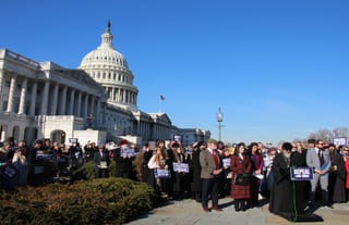 Bishop Theodosius of Seattle speaks during a press conference at the House Triangle in Washington, D.C. Photo: Aaron Hickman/UOJ-USA