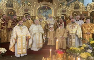 Clergy and altar servers at the archpastoral visit of Met. Tikhon to St. Vladimir Church. Photo: OCA